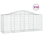 vidaXL Paniers à gabions arqués 18 Pièces 200x50x80/100 cm Fer galvanisé