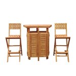 Set de bar pliable en Teak avec 2 tabourets de bar - Bruno