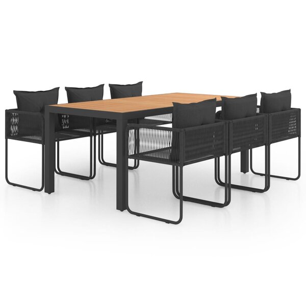 vidaXL Salon de jardin 7 Pièces PVC Résine tressée Noir et marron