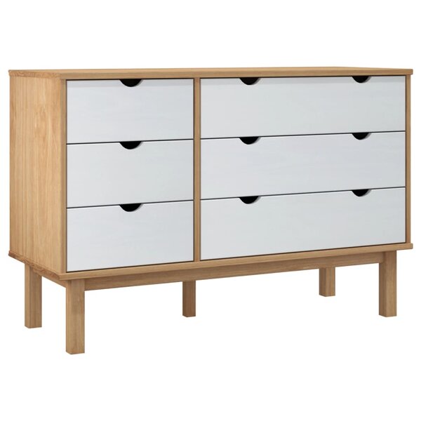 vidaXL Commode OTTA marron et blanc 111x43x73 5 cm bois de pin massif