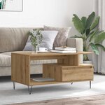 vidaXL Table basse chêne artisanal 90x49x45 cm bois d'ingénierie