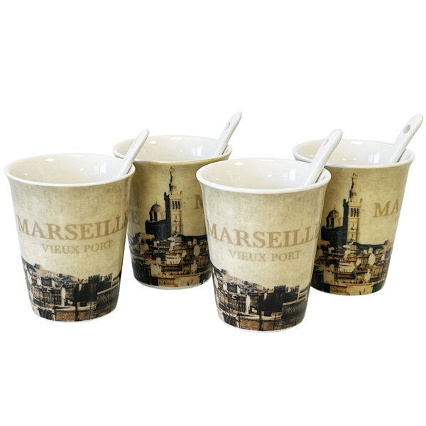 Coffret de 4 gobelets expresso en céramique marseille