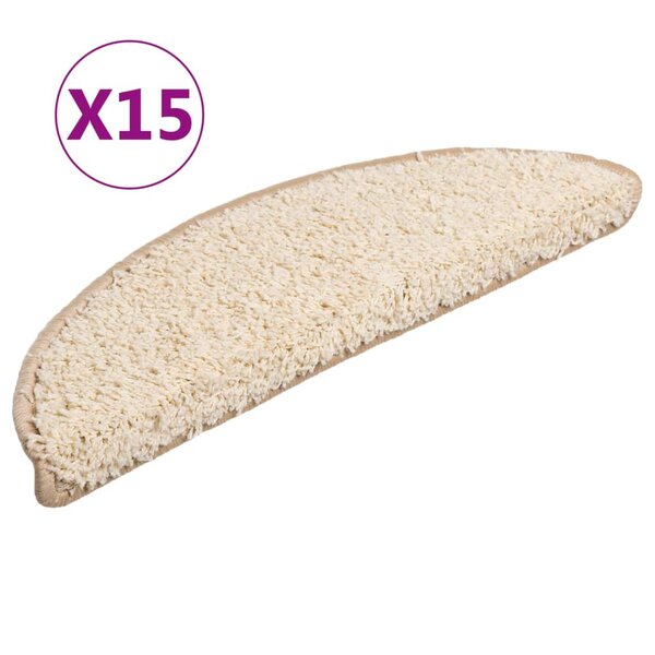 vidaXL Tapis d'escalier 15 Pièces crème 56x17x3 cm