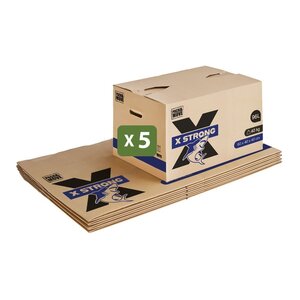 Pack and Move - Lot de 5 Cartons Déménagement X Strong - 60 x 40 x 40 cm - Charge 40 kg - Extrême Résistance - Grande Capacité