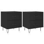 vidaXL Tables de chevet 2 Pièces noir 40x35x47 5 cm bois d’ingénierie