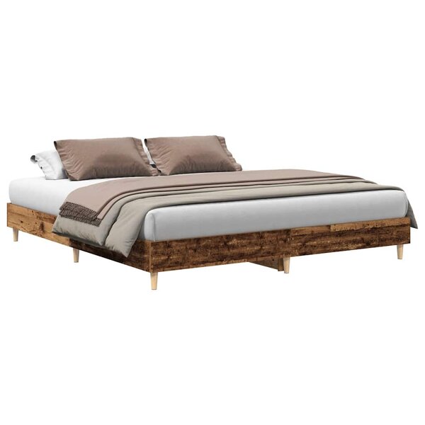 vidaXL Cadre de lit sans matelas vieux bois 200x200 cm bois ingénierie