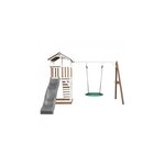 AXI Beach Tower avec balancoire nid  Marron Blanc Toboggan Gris