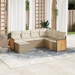 vidaXL Salon de jardin avec coussins 7 Pièces beige résine tressée