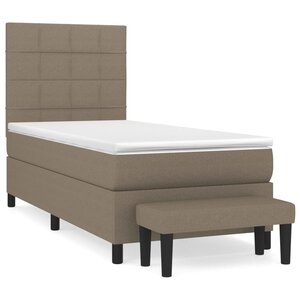 vidaXL Sommier à lattes de lit avec matelas Taupe 90x200 cm Tissu