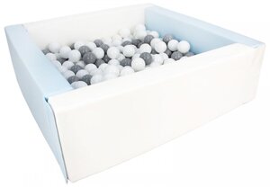 Piscine à balles carrée avec 200 balles - blanc bleu (pastel)/blanc gris