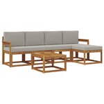 vidaXL Ensemble de canapés d'extérieur 6 pc Gris Naturel et Clair