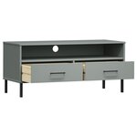 vidaXL Meuble TV avec pieds en métal Gris Bois de pin massif OSLO