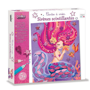 Jeu créatif - Cartes pailletées - Dès 5 ans - 6 tableaux sirènes - Activité manuelle