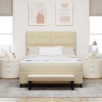 vidaXL Lit à ressorts avec matelas Crème 140 x 200 cm tissu