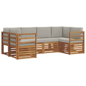 vidaXL Ensemble de canapés d'extérieur 6 pc Gris Naturel et Clair