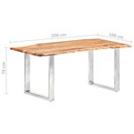 vidaXL Table à dîner à live edge Bois d'acacia massif 200 cm 3 8 cm