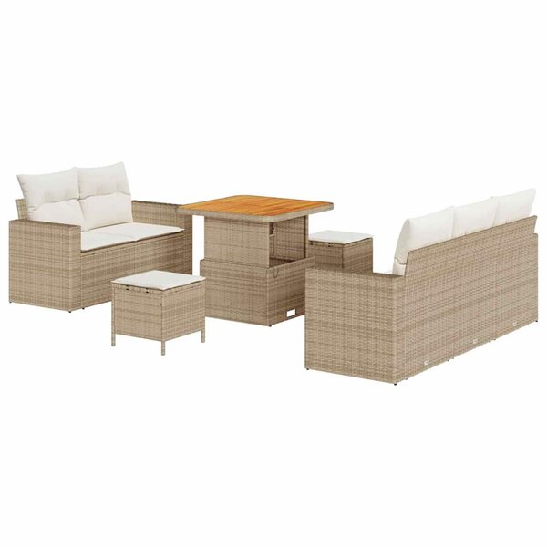 vidaXL Ensemble de canapé de jardin avec coussin 8 Pièces beige et crème
