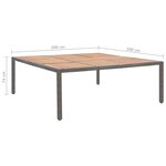 vidaXL Table de jardin Gris 200x200x74 cm Résine tressée et acacia