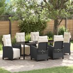 vidaXL Ensemble de jardin 7 pièces en rattan PE noir