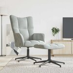 vidaXL Chaise de relaxation avec tabouret Gris clair Velours