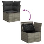vidaXL Salon de jardin 8 Pièces avec coussins gris résine tressée