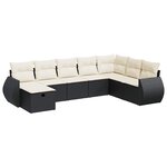 vidaXL Salon de jardin 8 Pièces avec coussins noir résine tressée