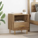 vidaXL Table de chevet avec tiroir 2 Pièces Marron 40 x 35 x 47.5 cm