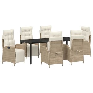 vidaXL Ensemble de salle à manger pour jardin 7 Pièces Beige polyrotin