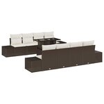 vidaXL Ensemble de canapé de jardin avec coussin 7 Pièces Marron  Crème