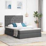 vidaXL Lit avec rangement et LED Gris foncé 140 x 190 cm Polyester