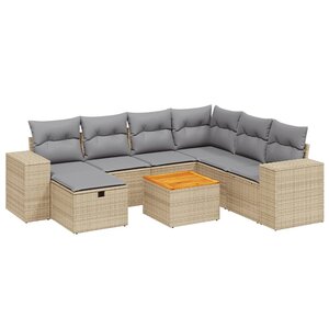 vidaXL Salon de jardin avec coussins 8Pièces mélange beige résine tressée