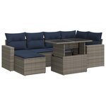 vidaXL Salon de jardin avec coussins 7 Pièces gris résine tressée acacia