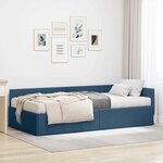vidaXL Cadre de lit d'angle avec matelas Autre 2 Pièces Bleu tissu