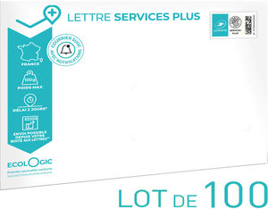 Prêt-à-Poster - Lettre Services Plus - 100g - Format C5 - Enveloppe en lot de 100