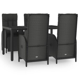 vidaXL Ensemble à manger de jardin coussins 5Pièces Noir Résine tressée