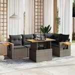 vidaXL Salon de jardin 6 Pièces avec coussins gris résine tressée