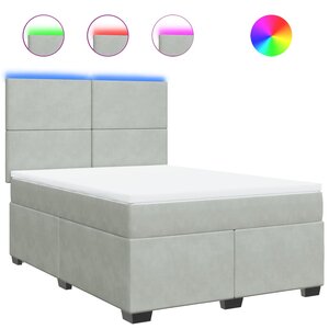 vidaXL Sommier à lattes de lit et matelas Gris clair 140x190cm Velours
