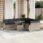 vidaXL Salon de jardin avec coussins 10 Pièces gris clair résine tressée