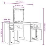 vidaXL Coiffeuse avec LED chêne fumé 130x50x132 5 cm