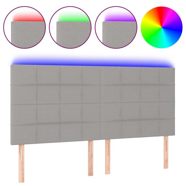 vidaXL Tête de lit à LED Gris clair 160x5x118/128 cm Tissu