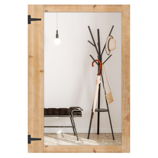 Miroir mural 97 x 67 cm ambiance cosy installation verticale ou horizontale style rustique en bois de sapin naturel 20_0012862