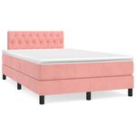 vidaXL Sommier à lattes de lit avec matelas rose 120x190 cm velours