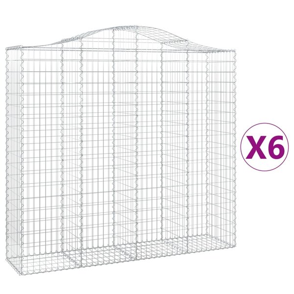 vidaXL Paniers à gabions arqués 6 Pièces 200x50x180/200 cm Fer galvanisé