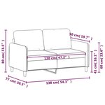 vidaXL Canapé à 2 places Gris clair 120 cm Velours