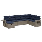 vidaXL Salon de jardin 8 Pièces avec coussins gris résine tressée