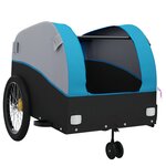 vidaXL Remorque de vélo noir et bleu 45 kg fer