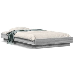 vidaXL Cadre de lit et lumières LED sans matelas sonoma gris 75x190 cm