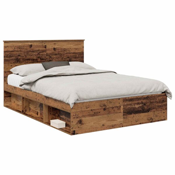 vidaXL Cadre de lit Bois ancien 140 x 190 cm Bois de pin massif