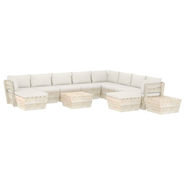 vidaXL Salon de jardin palette 12 Pièces avec coussins bois d'épicéa