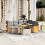 vidaXL Salon de jardin avec coussins 8 Pièces beige résine tressée